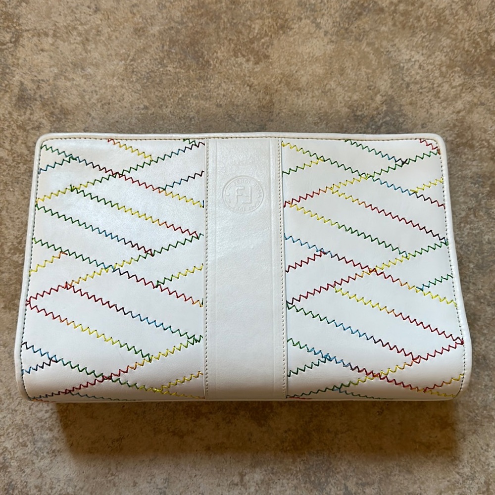 Fendi Vintage Rainbow Stitch Clutch Handbag